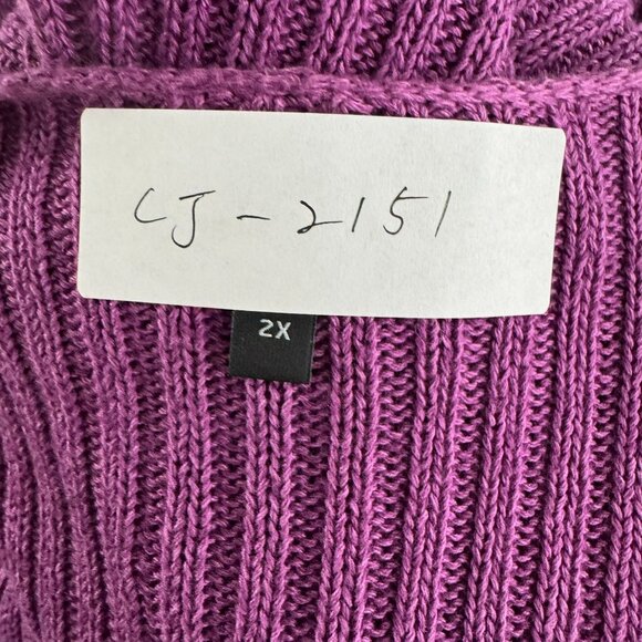 Eileen Fisher Open Front Cardigan Sweater 2X Purple Linen Silk CJ-2151 - Picture 2 of 8